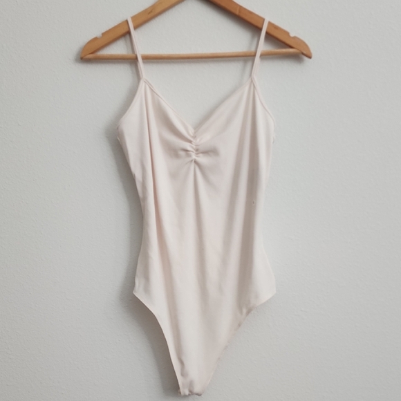 American Eagle Outfitters Ribbed Cream Bodysuit - Picture 1 of 7